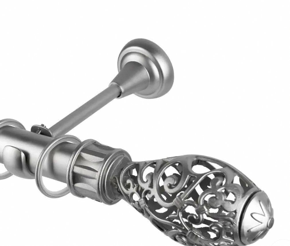 Galerie Metalica Simpla Argintiu Cap Toledo Birou Perdea Usoara Perete 19mm